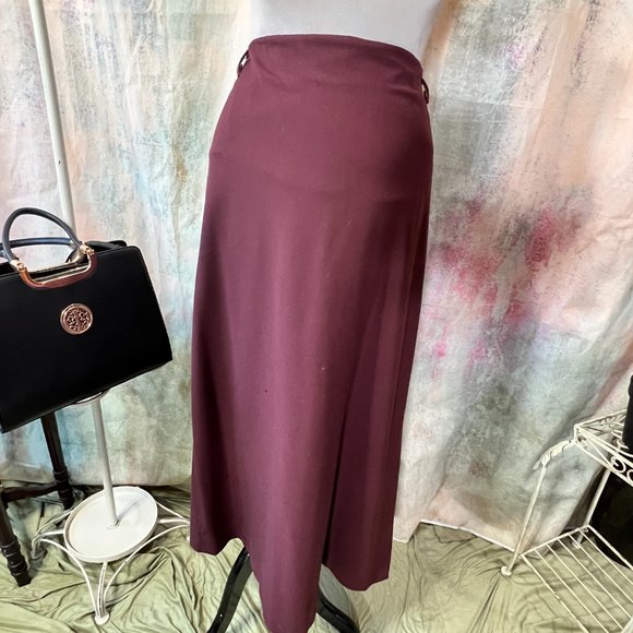 VTG 📌Hirsch Classic Burgundy Pencil Skirt with Back Pocket and Slit - Picture 1 of 16